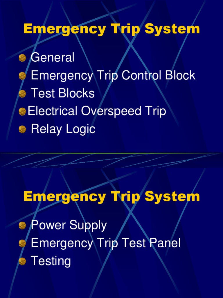Emergency Trip System Overview | PDF | Relay | Turbine