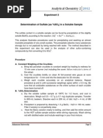 Experiment 2 Determination of Sulfate (as %SO3) in a Soluble Sample