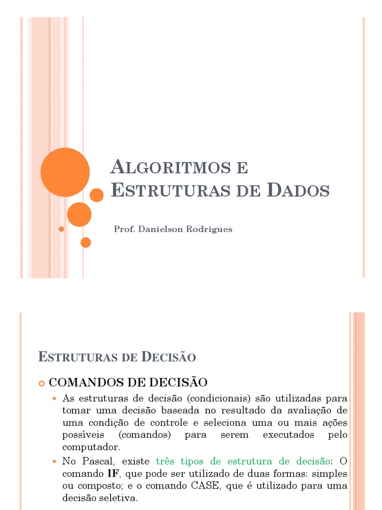 Aula5 - Programacao em Pascal - Estruturas de Decisao e Repeticao | PDF ...