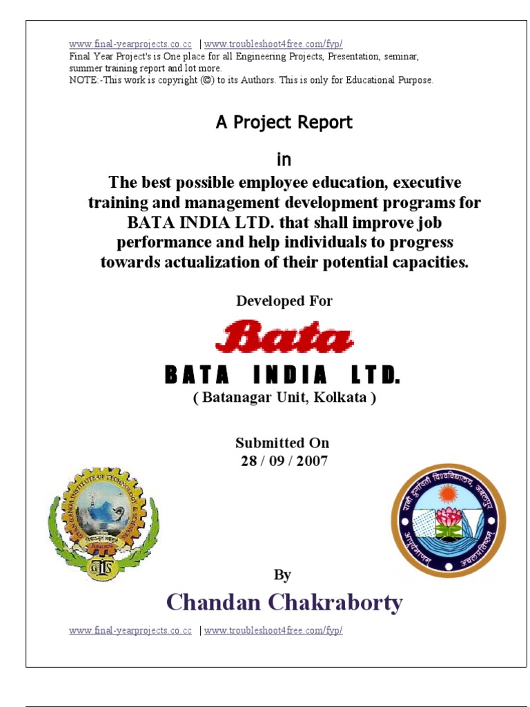 project report on bata shoes