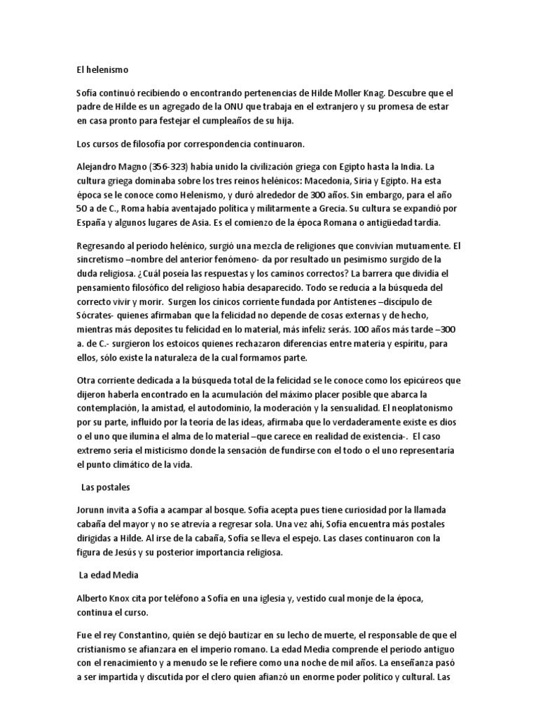 El Mundo De Sofia Analisis Filosofico
