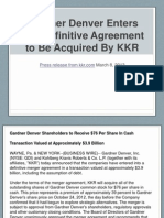 Gardner Denver Enters Into Definitive Agreement To Be Acquired by KKR (Co-Founded by Henry Kravis and George Roberts)