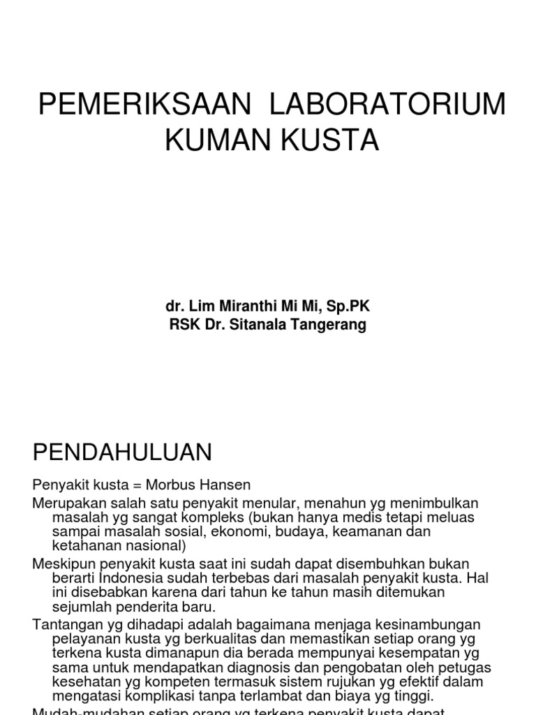 PEMERIKSAAN LABORATORIUM kusta 2010 PEMERIKSAAN LABORATORIUM kusta 2010