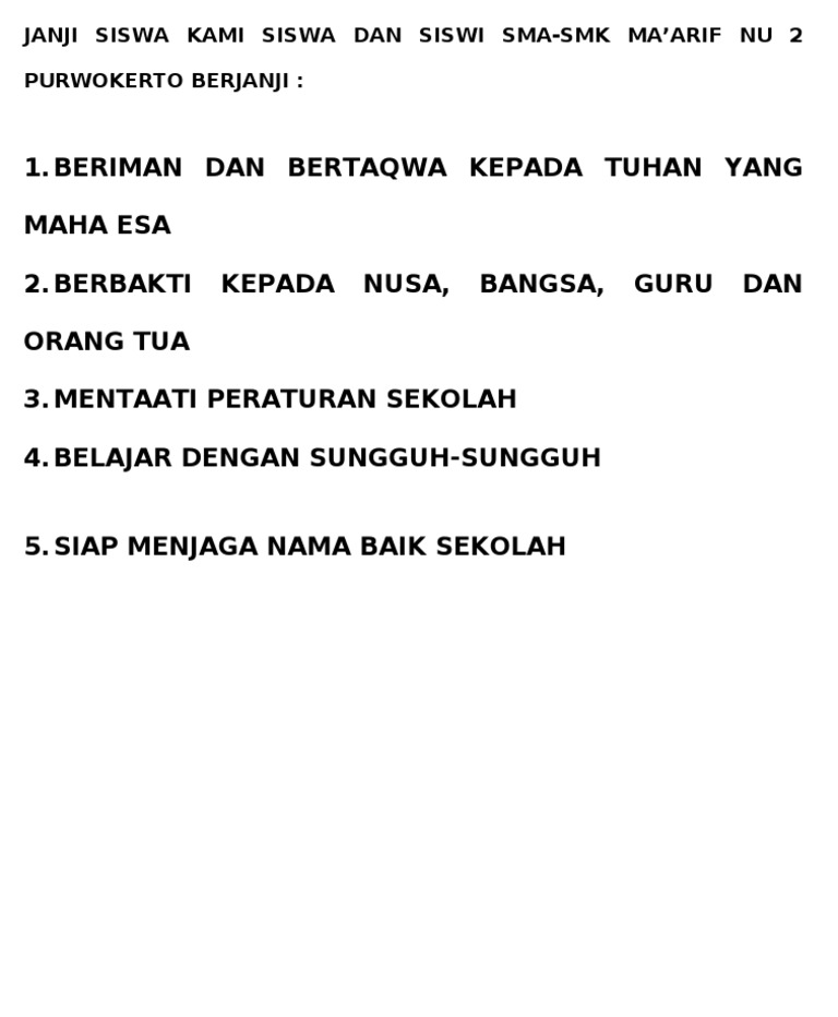 Teks Janji Siswa Upacara Bendera Sd Berbagi Teks Penting