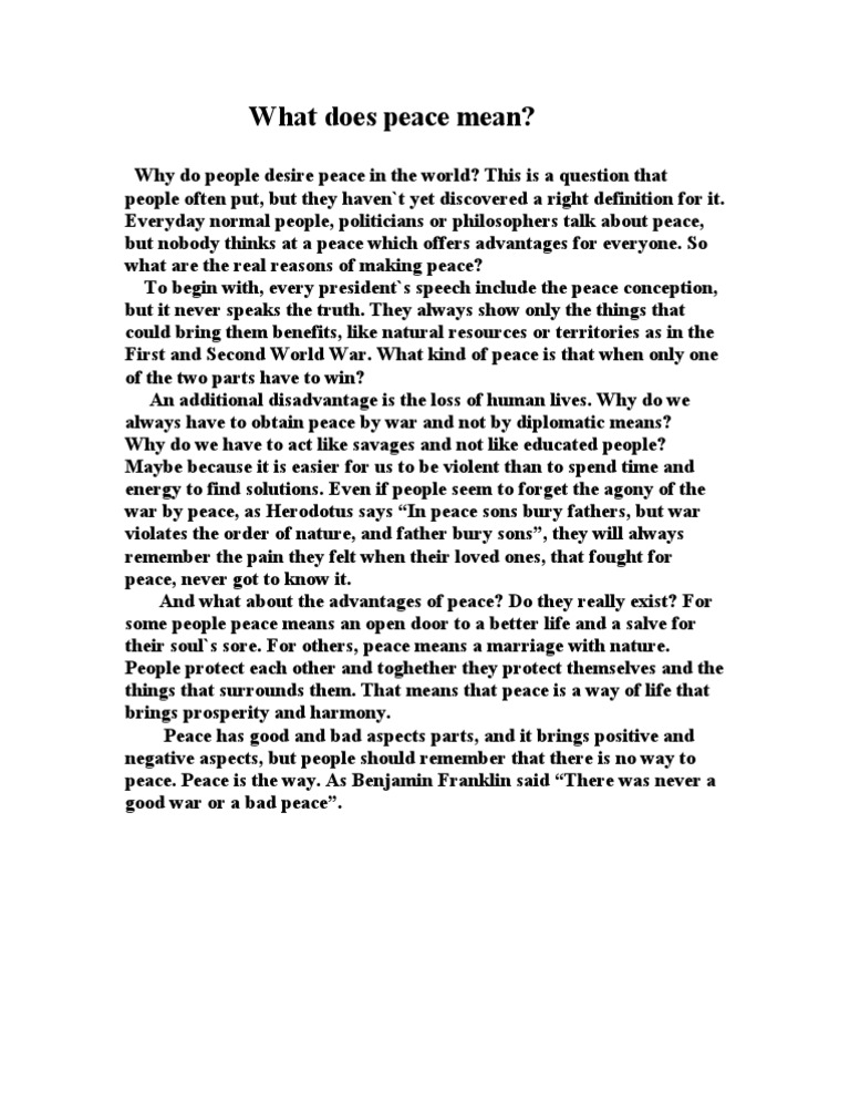 What Does Peace Mean PDF
