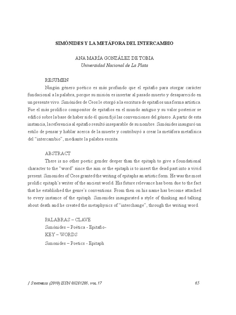 Simónides y el Epitafio como Arte | PDF | Poesía | Homero