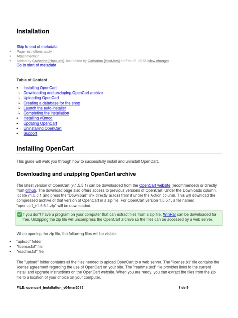 Opencart Installation V04mar2013 | PDF