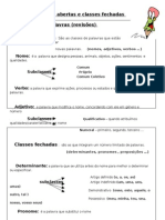 Classes Abertas e Classes Fechadas de Palavras