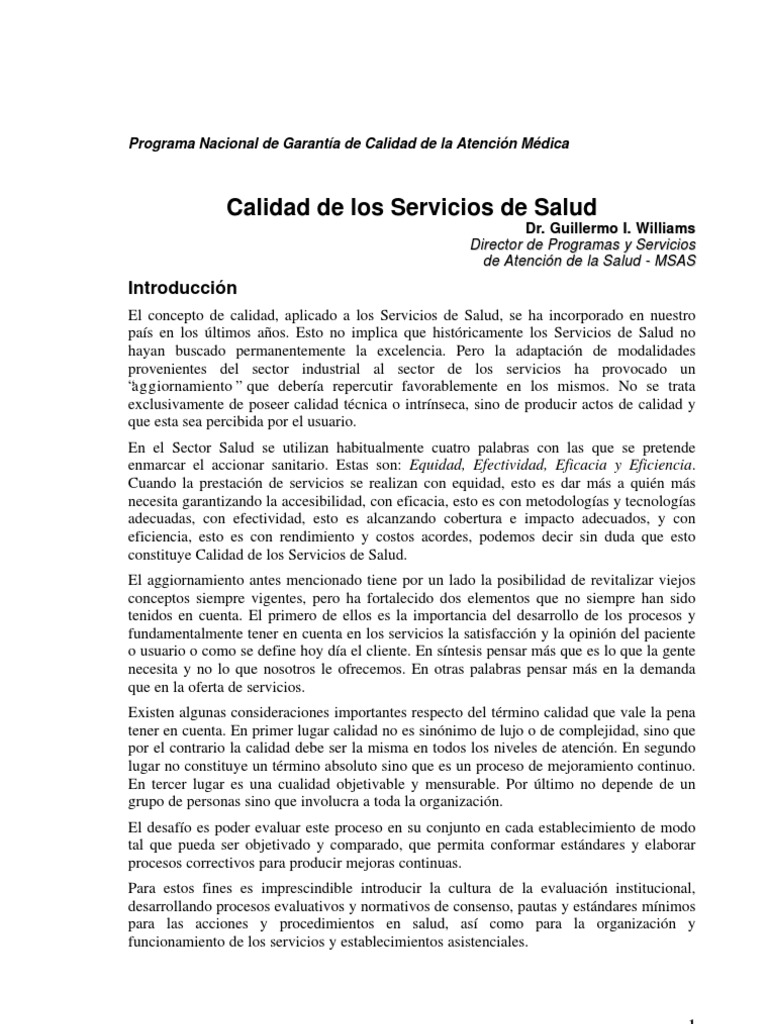 Introduccion De Calidad En Salud Pdf