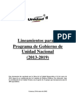 MUD. Lineamientos para El Programa de Gobierno de Unidad Nacional