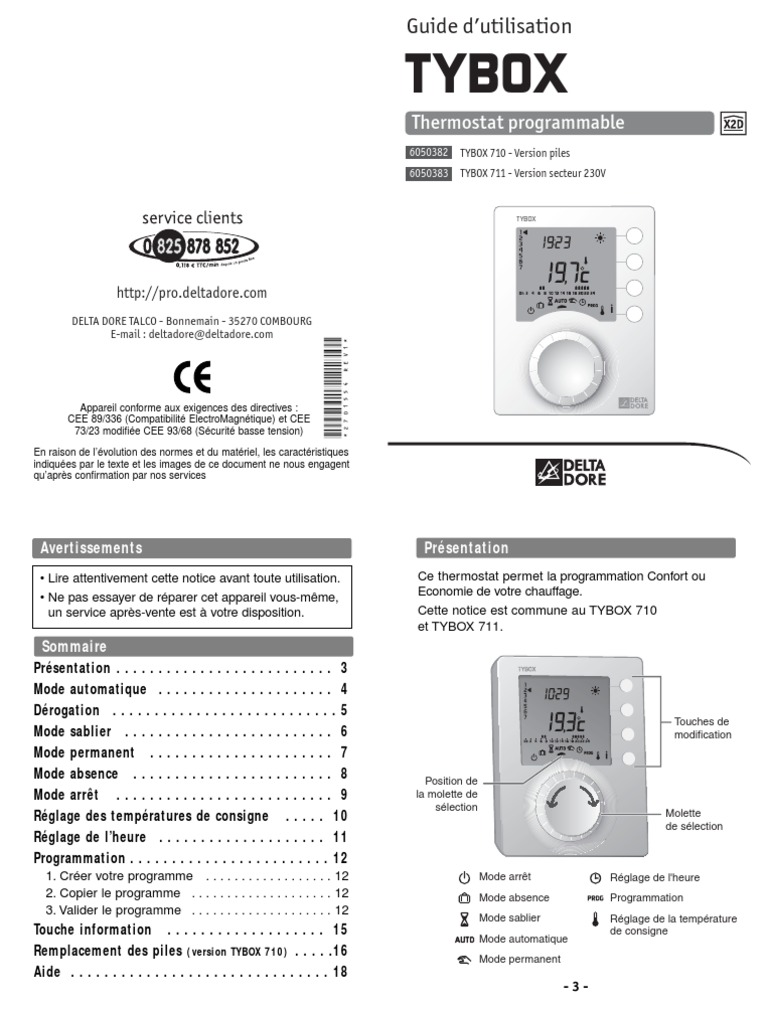 Delta Dore Tybox 33 Mode D Emploi Guide D'utlisation Thermostat Tybox 710 | PDF | La nature