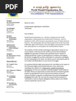 World Thamil Organization, Inc.: (A Non-Profit Organization Registered in USA, Established 1991)