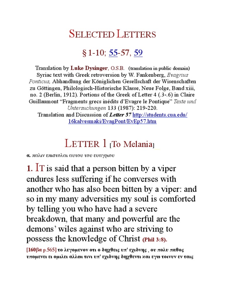 Evagrius Ponticus: Selected Letters | PDF, image size:768x1024