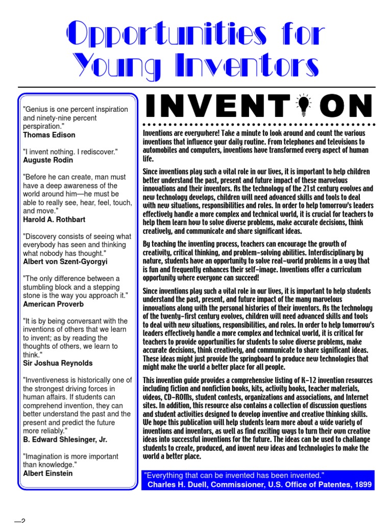 Opportunities For Young Inventors: Invent On Invent On Invent On Invent ...