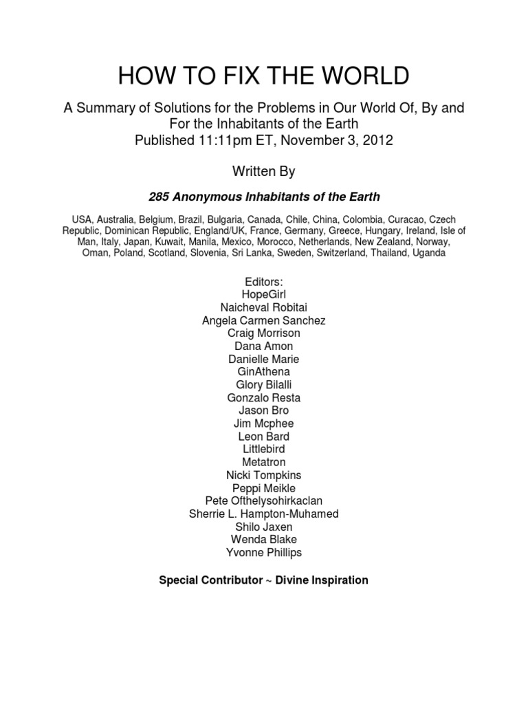 How To Fix The World Complete2 | PDF | Anger | Thought