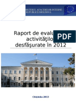 Raport de Evaluare A Activit Ilor Ăţ Desf Şurate În 2012 Ă: Chişin U-2013 Ă