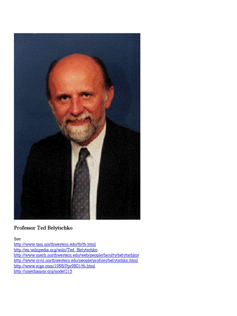 Professor Ted Belytschko PDF Computational Mechanics Engineer