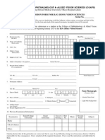 Admission Form For B.SC (Hons) Vision Sciences