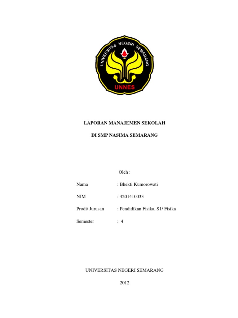 Contoh Laporan Observasi Manajemen Sekolah Smp Nasima Semarang
