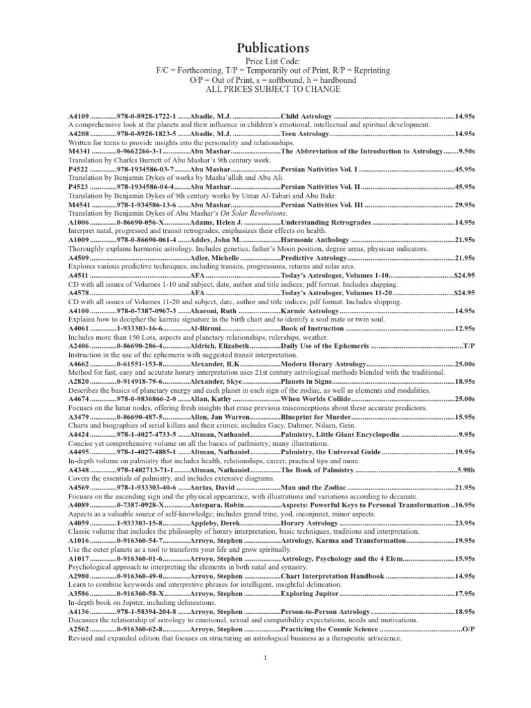 American Federation of Astrologers Inc Astrology Books Catalogue
