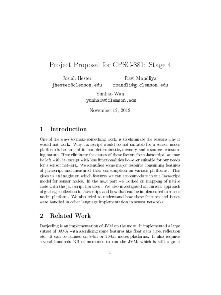 Project Proposal Javascript in TinyOS | PDF | Scope (Computer Science ...