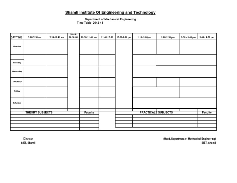 SIET Mechanical Engineering Timetable 2012-13 | PDF | Art | Computers