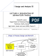 Design and Analysis II: Lecture 4: Sequencing of Separation Trains