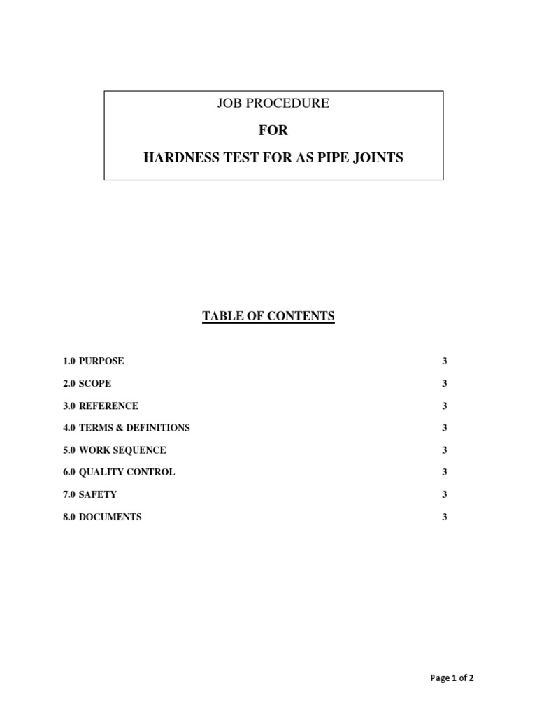 Hardness Test Procedure PDF Welding Construction