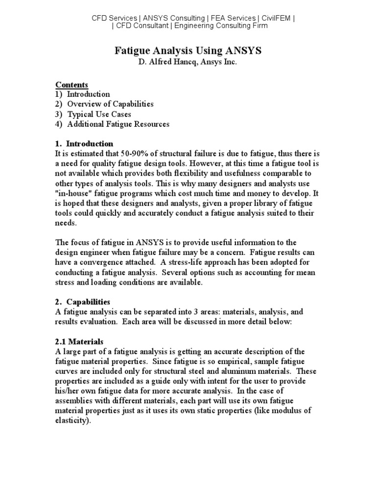 ANSYS 20WORKBENCH 20FATIGUE 20ANALYSIS 20TUTORIAL PDF intelligence overview