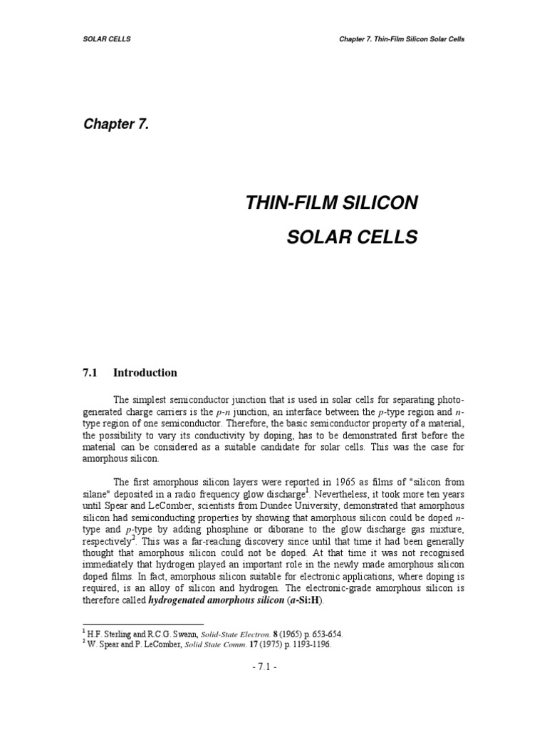 Thin Film Si Solar Cells | PDF | Thin Film Solar Cell | Solar Cell