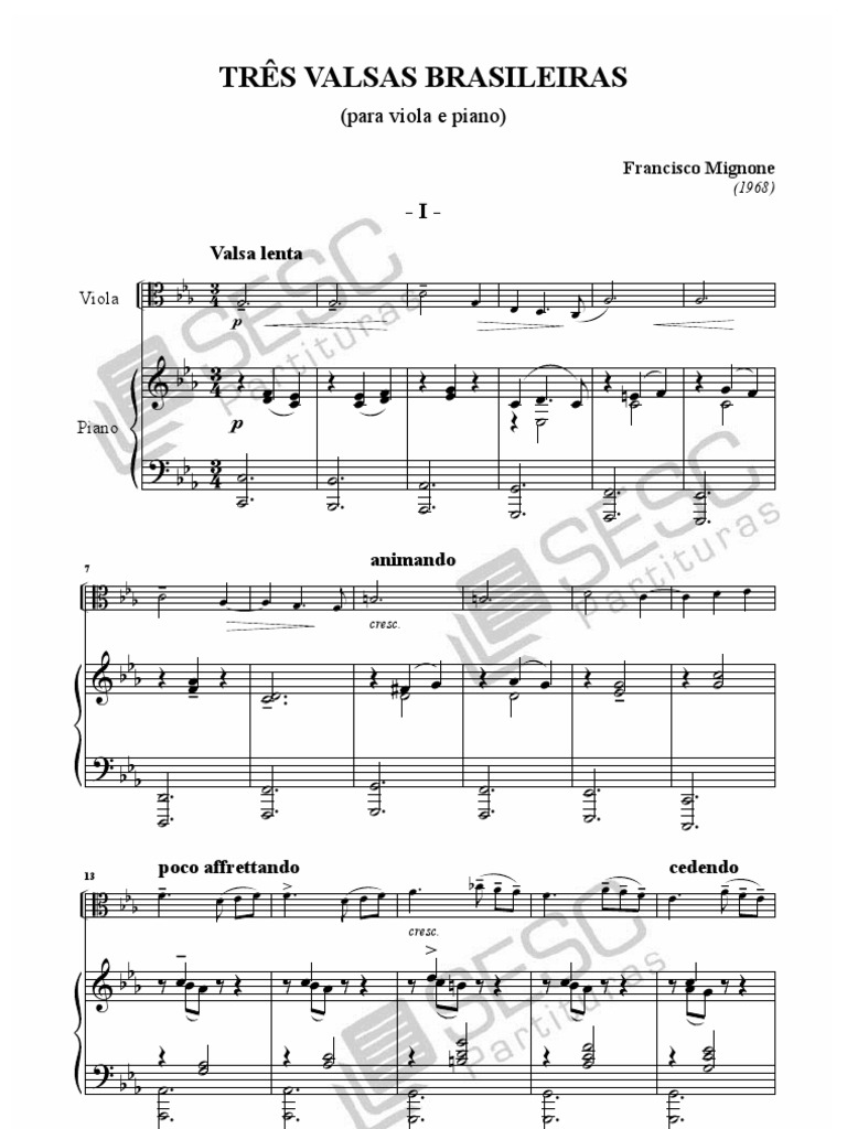 Tres Valsas Brasileiras - Viola e Piano | PDF