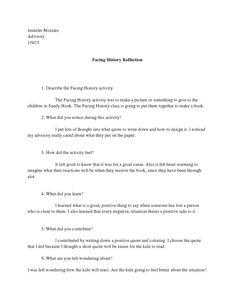Facinghistoryreflection | PDF