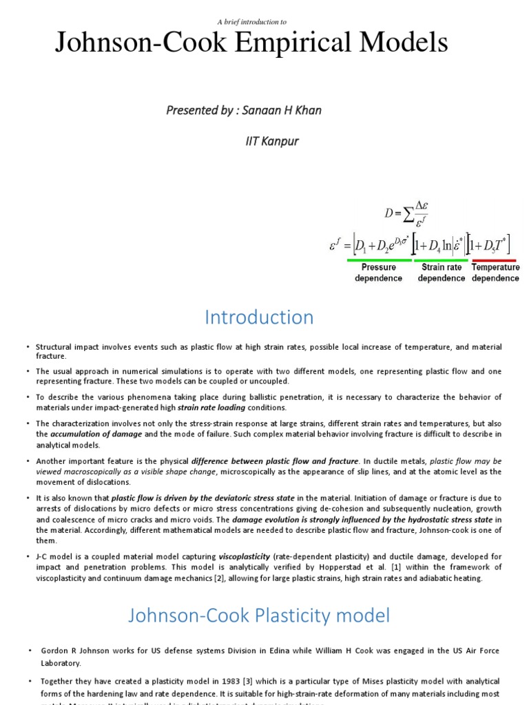 Johnson-Cook Plasticity Overview | PDF | Deformation (Engineering ...
