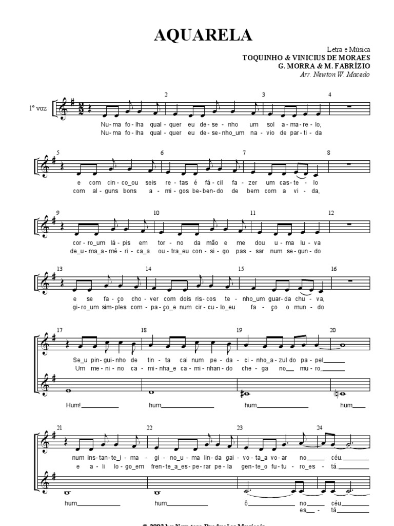 A Letra Da Musica Aquarela De Toquinho