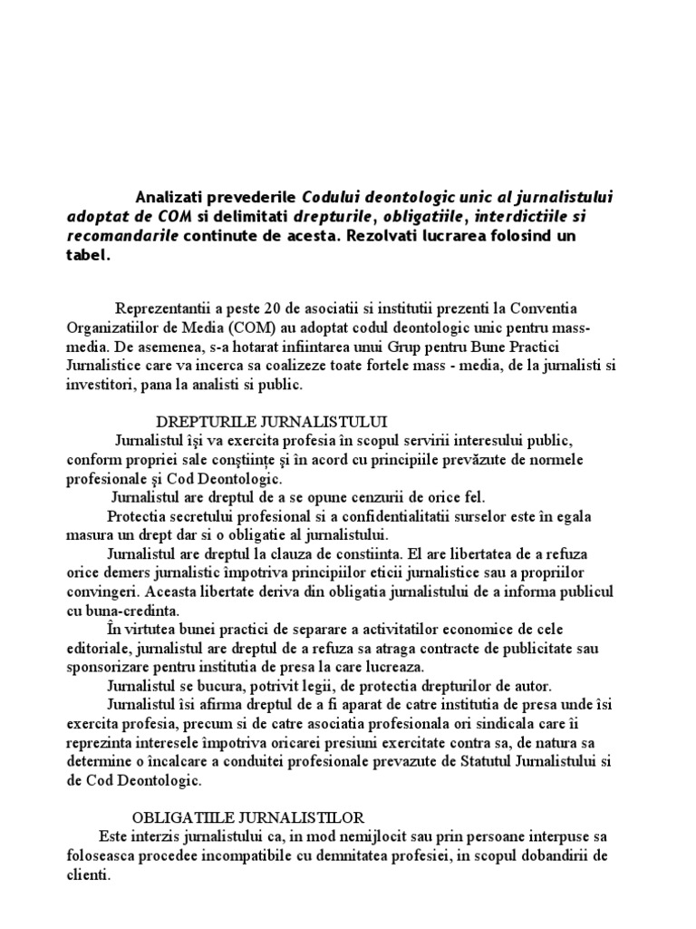 Codul Deontologic