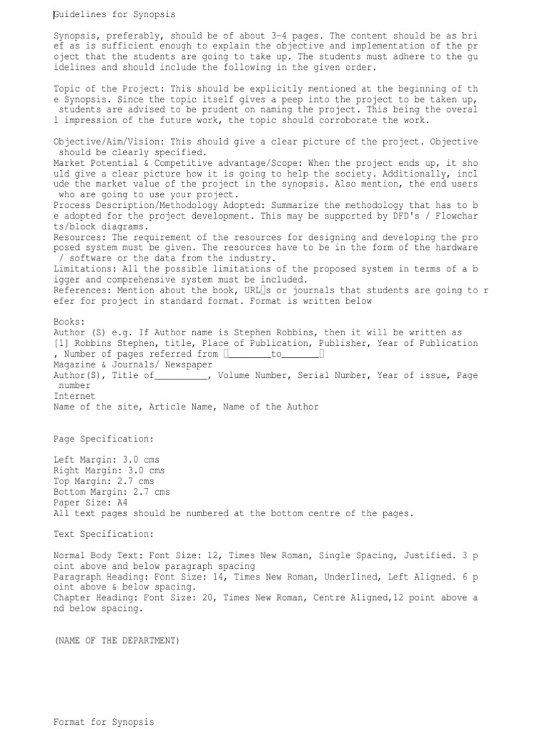 Synopsis Format - ET | PDF