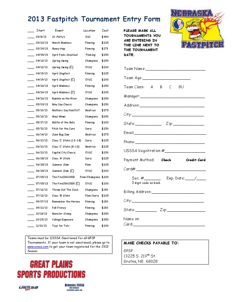 2013 Tournament Entry Form | PDF