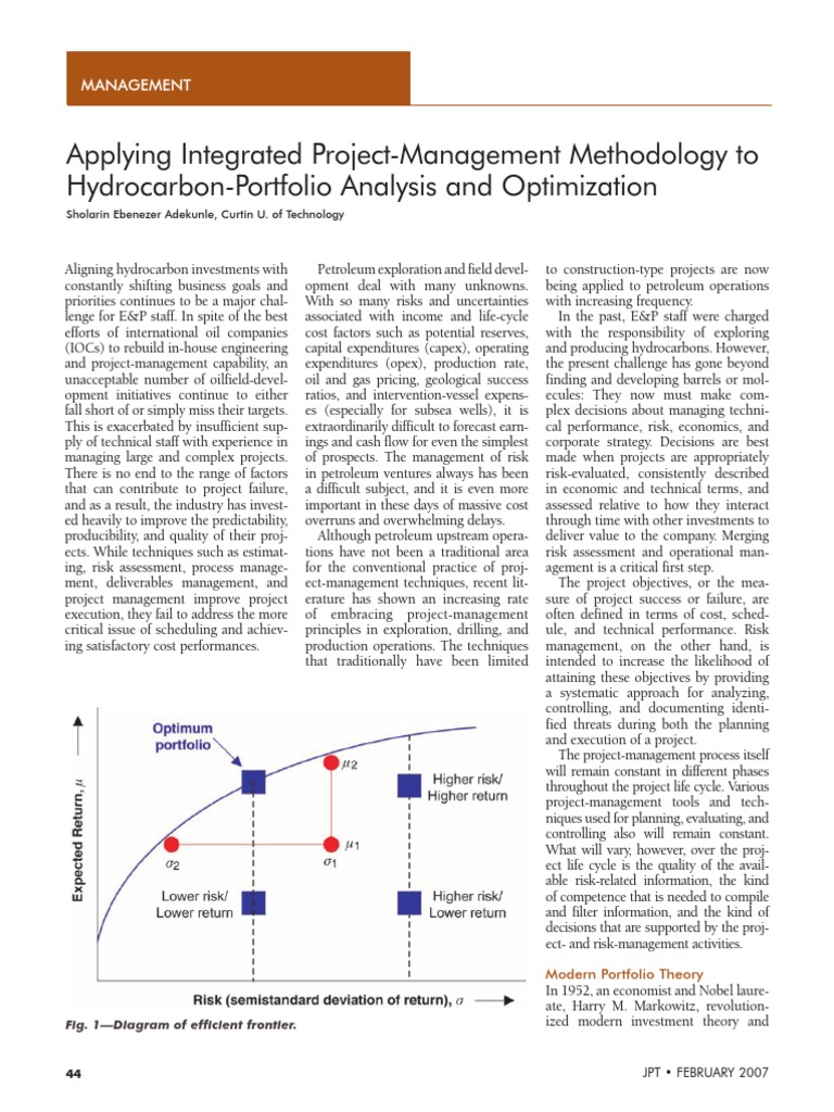 Hydrocarbon Portfolio Optimization Techniques | PDF | Project ...