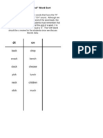 CH and CK Word Sort - Parent Guide