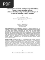 Reframing Mental Health and Psychological Well-Being Among Persons of African Descent