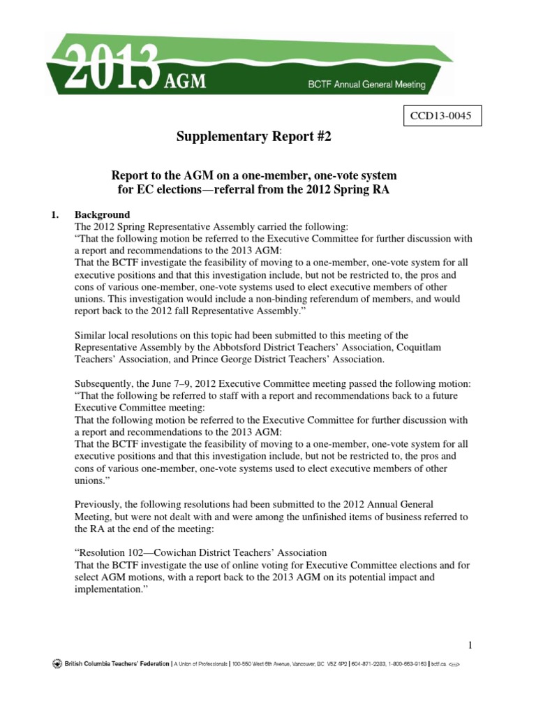 One-Member, One-Vote System Report | PDF | Business | Finance & Money ...