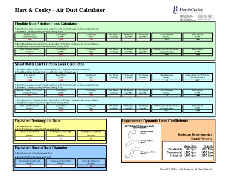 Air Duct Calculator PDF Duct (Flow) Chemical Engineering