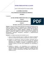 Ley Del Sistema Venezolano Para La Calidad