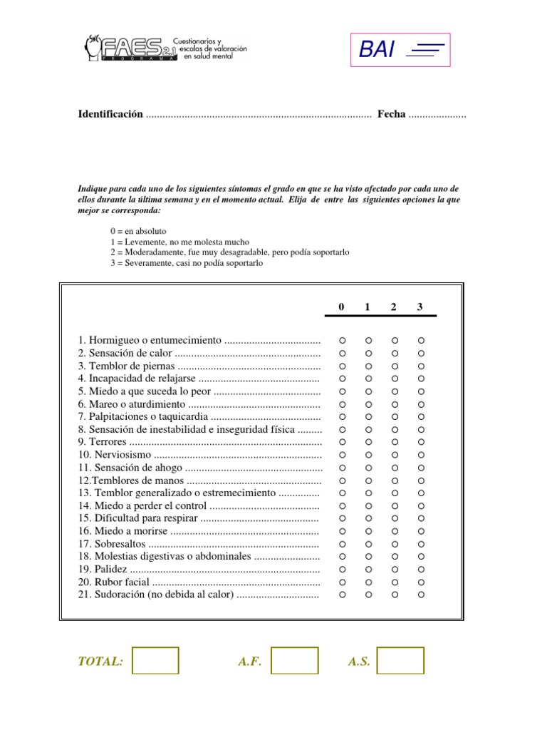 MEDICINA_TestInventario de Ansiedad de Beck