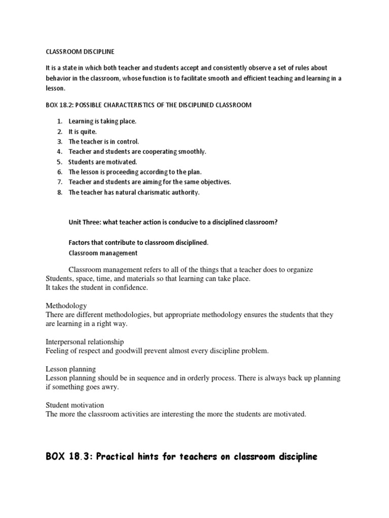 Classroom Discipline Strategies for Teachers | PDF | Classroom ...