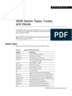 ISDN Switch Types, Codes, and Values