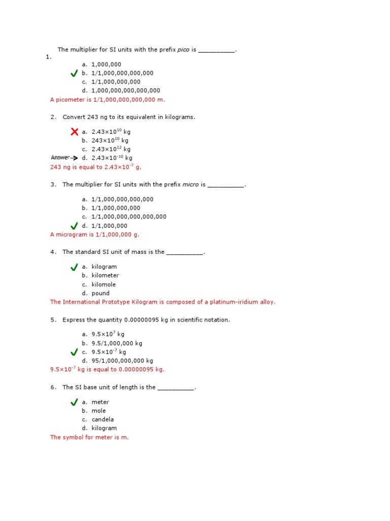 Quiz Chap 1 Phy Pdf Kilogram Significant Figures