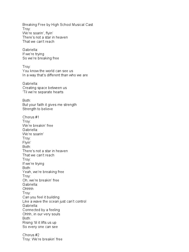 High School Musical Songs 1 Lyrics