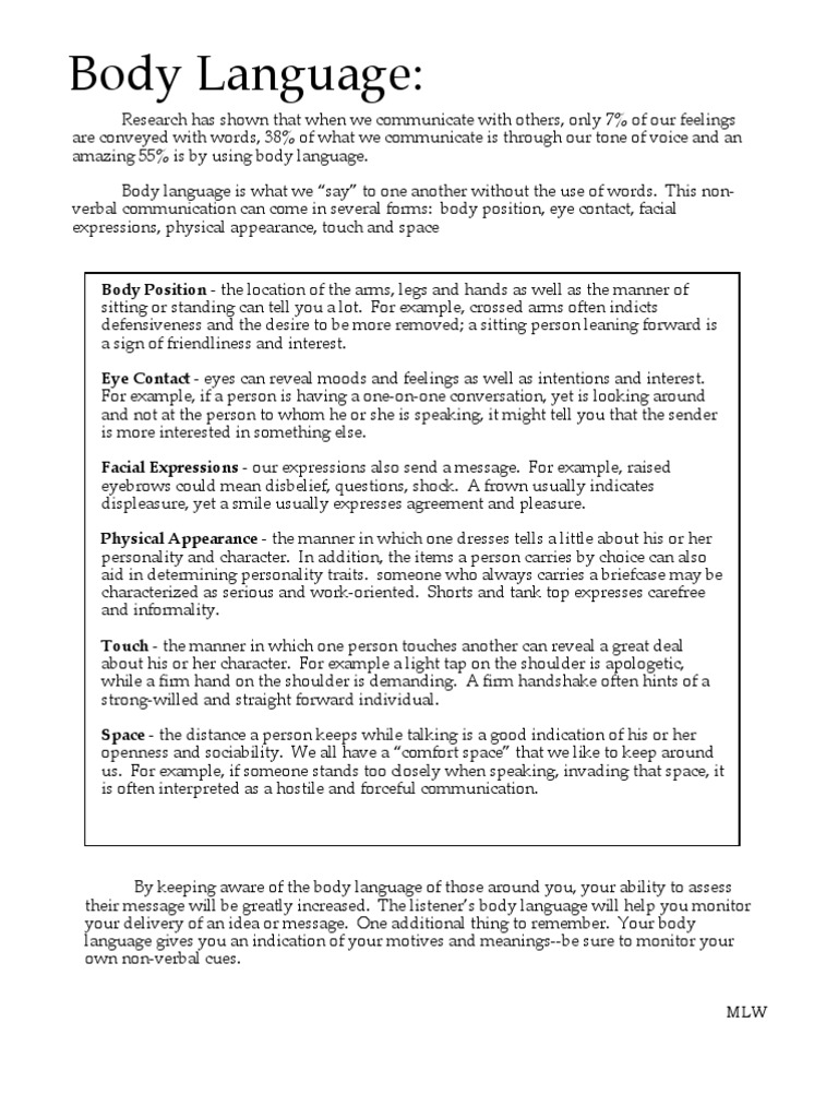 Understanding Body Language Signals | PDF