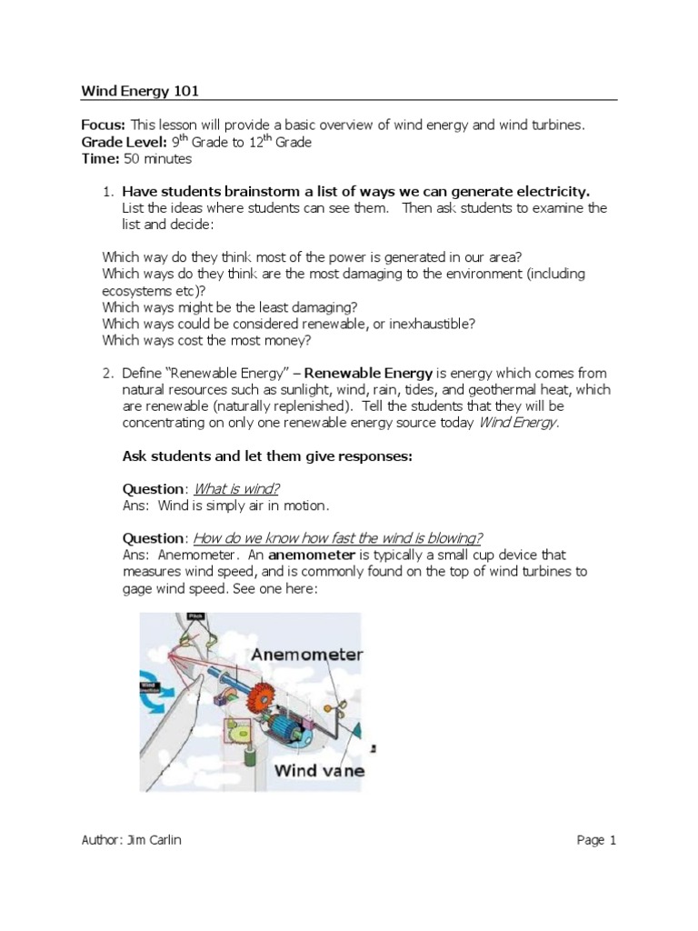 Wind Energy Basics for Students | PDF | Wind Power | Wind Turbine